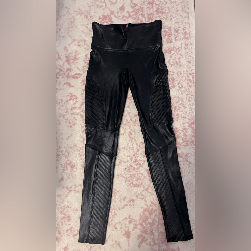 Spanx Moto Faux Leather Leggings, Medium